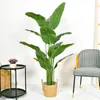 Dekorativa blommor Artificial Bird of Paradise Plant 63 '' Fake Palm Tree Feaux Plants in Pot Faux Banana för inomhushushem