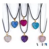 Pendentif Colliers Amour Coeur Reiki Guérison Résine Druzy Druse Collier Chakra Puissance Pierres Énergie Pierre Drop Livraison Bijoux Pendentifs Dhxg1