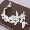 Diadèmes Blanc Papillon Perle Bandeau Bandeaux Femmes Accessoires De Cheveux De Mariage À La Main Strass Tiara Coiffe Bijoux De Cheveux De Mariée Z0220