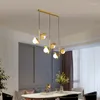 천장 조명 북유럽 금 가벼운 구리 식당 현대 바 샹들리에 유리 공 아트 스터디 침실 LED 램프