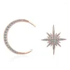 Pendanthalsband mode koreanska juvelley asymmetri silver färg crystal moon stjärna uttalande studörhängen för kvinnor pendientes eh022