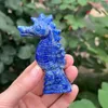 Dekorativa figurer 80mm Sea Horse Statue Natural Gemstone Lapis Lazuli Reiki Healing Crystal Hand Carved Stone Animal Figurine Home