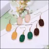 Charm Resin Pink Green Blue Druzy Drusy Designer Earrings Hexagon Oval Charms Fashion Dangle Earring For Women Drop Delivery Jewelry Dhtld