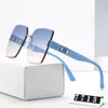 Rimless Square Sunglasses for Women Gold Metal Grey Gradient Shades Designers Sunglasses UV400 Eyewear with Box Eyeglasses 2023