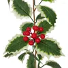 装飾的な花175cm人工ホリーが去る赤いベリーヴァインクリスマスrattan diyガーランドクリスマスツリーハンギング飾りホームデコレーション