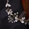 Başlıklar vintage kristal yaprak saç tarağı kafa bantları parıltılı rhinestone kafa bandı asma tiaras düğün aksesuarları parti kadınları kafa takı