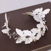 Diadèmes Blanc Papillon Perle Bandeau Bandeaux Femmes Accessoires De Cheveux De Mariage À La Main Strass Tiara Coiffe Bijoux De Cheveux De Mariée Z0220