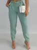 Pantaloni a due pezzi da donna con volant in tinta unita, top annodati senza schienale, design tascabile, set con cintura, abiti casual da donna