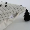 Cuscino Fodera In Cotone Bianco Nero Con Nappe Tagliate Decorazione Divano 45x45cm/30x50cm Letto Di Fiori Casa
