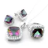 Heet verkopende mystieke regenboog sieraden set bruiloft sieraden ring ketting oorbel