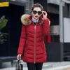 Damesgeulcoats dames down jacket 2023 winter vrouw Koreaanse stijl lange rits slanke grote bont kraag gekapte parka vrouw