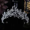 Tiaras Baroque 고급 스파클링 크리스탈 잎 신부 Tiaras 크라운 크라운 선원 대회 대회 대회 경장 신부 머리띠 웨딩 헤어 액세서리 Z0220