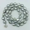 Chaînes Naturel Mode 9-10mm Gris Collier de perles de culture d'eau douce 18 pouces Bijoux Cadeau pour les femmes