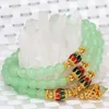 Strand Arrival Gold-color Spacer Multilayer Bracelets Natural Light Green Jades Stone Chalcedony 6mm Round Beads Jewelry B2237