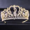 Tiaras Srebrny kolor kryształowy serce n tiary i korony opaska na głowę Rhinestone Hairband Bride Hair Akcesoria Kobiety Wedding Hair Jewelry Z0220