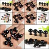 Stone 20Mm Black Mini Mushroom Plant Statue Natural Carving Home Decoration Crystal Polishing Ge Jiaminstore Drop Delivery Jewelry Dhzxp