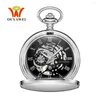 Pocket Watches 2023 OUYAWEI Brand Mechanical Hand Wind Watch Men Fashion Luxury Stainless Steel Clocks Man Fob