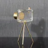 Decoratieve beeldjes Objecten Moderne kristalcamera -ornamenten met gouden metalen standaard thuisbanden woonkamer decor Office Desktop Accessorie