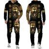 Мужские спортивные костюмы Cool Lion D Print Pullover Sweatshirts Pants Sets Casual Hoodies Sportswear Fashion Men's Clothing Suit Women's Tracksuit L230220