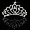 Tiaras Princess Crown for Girls عرض عيد ميلاد هدية تاج Tiara Diadem Silver Color Crystal Floral Wedding Hair Head Accessories Z0220