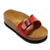 Designer Birkinstock Slippers Slippers Women's Summer Bucken Leather Slip-on Sandals with Cork Soles Beach Shoes Casual Sandals