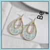 Charme Big Teardrop Cadre Inspiré Rose Vert Blanc Peinture Pu Cuir Charms Boucles D'oreilles Géométrique Femmes Bijoux Drop Livraison Dhkho