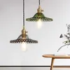 Pendant Lamps Glass Light Color Lamp With Switch & Braided Wire Nordic Copper Base For Living Room Restaurant Bar Decoration