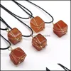 Pendant Necklaces Irregar Cubic Red Agate Stone Healing Crystal Energy Quartz Fashion Women Men Jewelry Wholesale Drop Delivery Penda Dhpkn