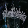 Tiaras lyxiga glittrande kristallgeometriska brudtiaror kronor strass tageant diadema krage cz huvudstycke bröllop hår tillbehör z0220
