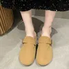 Slyckor Fabriksdesigner Birkinstocks French Casual Korean Shoes Lazy Soft Sules Baotou Half Slippers Women's Flat på våren och hösten