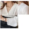 Blouses pour femmes SHINTIQUES 2023 BOUCHE BLANCHE BLAIS FEMME Femme à manches longues Cardigan Lace Shirt Femme Fall Mariffon Dames Tops Corée