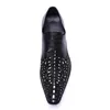 Sapatos masculinos de salto alto de rock sapatos de vestido de couro genu￭no preto Men Lace-up Formal Business, Party Footwear