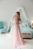 Party Dresses Bathrobe for Women Pink Chiffon Full Length Lingerie Nightgown Pajamas Sleepwear Women's Luxury Gowns Housecoat Nightwear 230221
