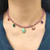 Choker Natural Abacus Stone Beads Colorful Drop Pendant Necklace Handmade Pink Jades Women Girls Collares Aesthetic