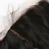 Rak sidenbas Toppstängning Frontal 13x4 blekta knutar Peruansk Virgin Människohår Spetsförslutning Hårstycken Naturligt hårfäste REA