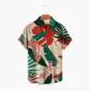 Erkekler Sıradan Gömlek Moda Hawaiian Renkli Bitki Baskı Plajı Aloha Kısa Kollu XL 5XL Camisa Hawaiana Hombre 230221