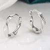 Boucles d'oreilles cerceau 2023 réel 925 en argent Sterling CZ boucle d'oreille torsion vague pour les femmes fête de mariage bijoux fins DF017