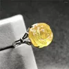 Anillos de racimo Flor natural Joyería de anillo ámbar amarillo tallado para mujer Regalo de 14 mm Beads Fashion Gemstone ajustable