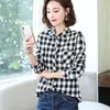 Blouses pour femmes Femmes Excellente Qualité Chemises à carreaux rouges Noir Blanc Classique Casual Chemise à manches longues Tops Lady Vêtements 5XL