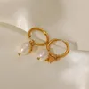 Boucles d'oreilles pendantes mode titane acier naturel perle d'eau douce étoile pendentif polyvalent pour les femmes bijoux par cadeau