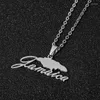 Kedjor Jamaica Map Pendant Necklace For Women Men Gold Silver Choker Choker Namn Rostfritt stål Jamaicansk smycken Birthday Present