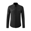 Rund nit lapptäcke skjorta män högkvalitativ bomullsskjorta långärmad Slim Casual Business Male Dress Shirts Brand Camisas