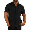 Camisas casuales para hombres Hirigin Blusa de lino para hombre Manga corta Botón holgado Verano Sólido Cómodo Algodón Lino Casual Camisas de vacaciones sueltas Tee Tops 230220