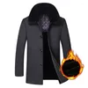 Vestes pour hommes Automne Hiver Plus Épais Polaire Chaud Homme Veste Moyen Long Col De Fourrure Hommes Trench-Coat En Laine Plus La Taille 4XL Jaqueta Masculina