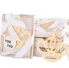 Party Favor Hollow Crown Gold Metal Bookmark White Tassels For Wedding Christmas Baby Shower Birthday Gift Souvenirs SN4088