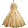 Abiti da festa Oro Quinceanera Applicazioni squisite Abito da ballo brillante Fiore Donna Classico Spalle scoperte Vestido De Debuttante 230221