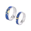 Bagues de cluster Couple Argent Couleur Epoxy Peint Soleil et Lune Bague réglable Mode Tendance Bijoux Cadeau J436