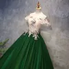 Party Dresses Green Quinceanera från Shoulder Lace Applique Puffy för prom Elegant golvlängd Vestido de Baile 230221