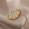 Fedi nuziali Zircone aperto per le donne Anello di fidanzamento femminile in acciaio inossidabile color oro Gioielli Fidanzata Regalo di compleanno