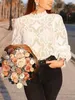 Women's T Shirts Sexy Summer Lace Ladies Fashion Floral Tops Long Sleeve Women Female Turtle Neck Casual